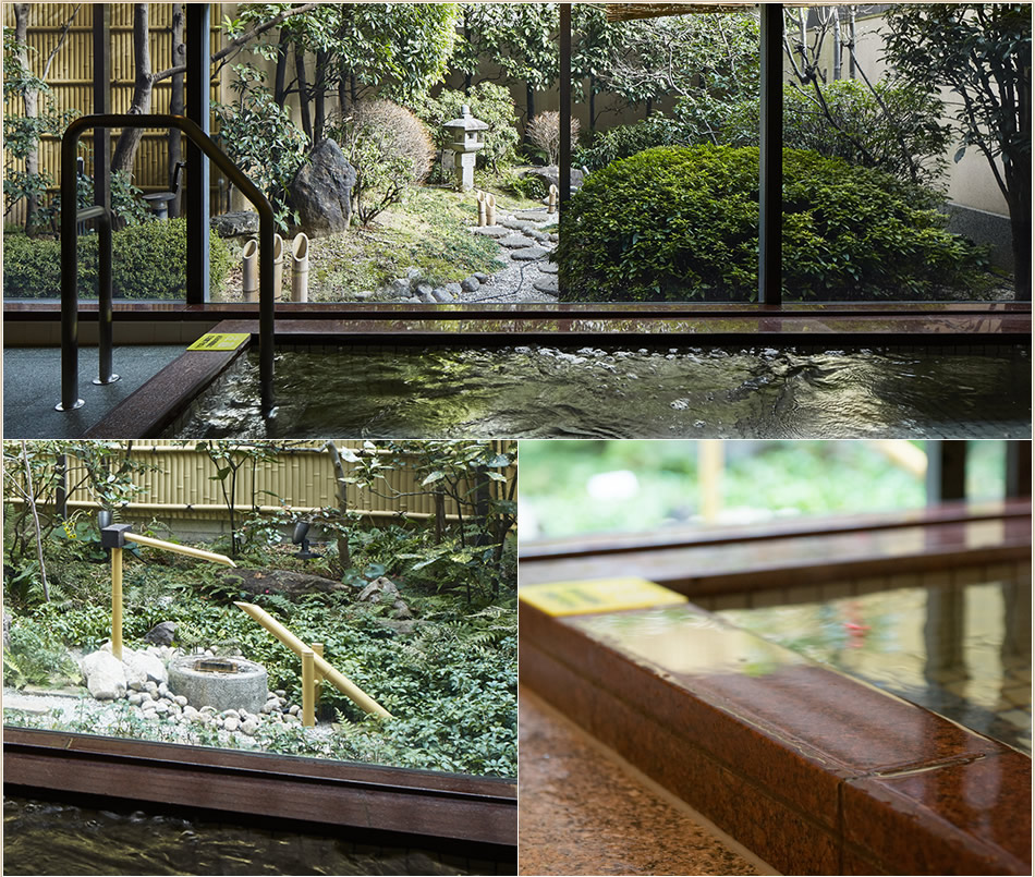 日本庭園を眺めながら、非日常の空間に浸る。緊張をほぐす、癒しのひととき。至福の時間。